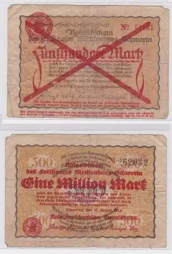 1 Million Mark Banknote Freistaat Mecklenburg Schwerin 10.8.1923 (121933)