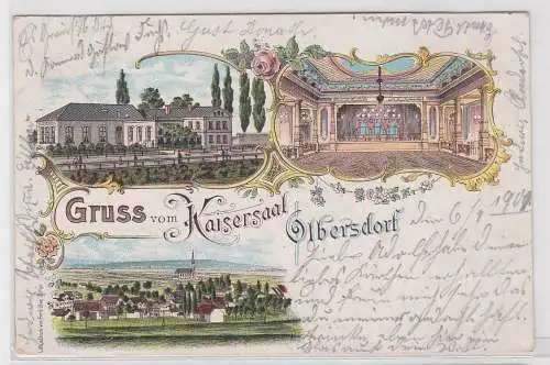 44349 Ak Lithographie Gruß aus dem Kaisersaal Olbersdorf 1901