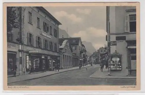 80633 Ak Bad Reichenhall Ludwigstraße mit Frisör und Geschäften 1926
