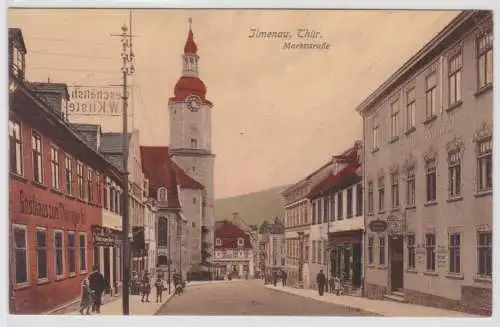 69788 Ak Ilmenau in Thüringen Marktstraße mit Gasthaus Thüringer Hof um 1920