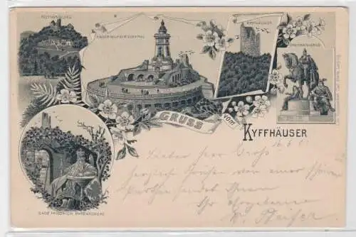 89608 Ak Lithographie Gruß vom Kyffhäuser 1901