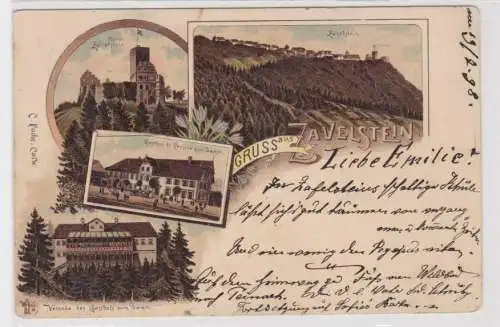 35838 Ak Lithographie Gruß aus Zavelstein Gasthof und Pension 1898