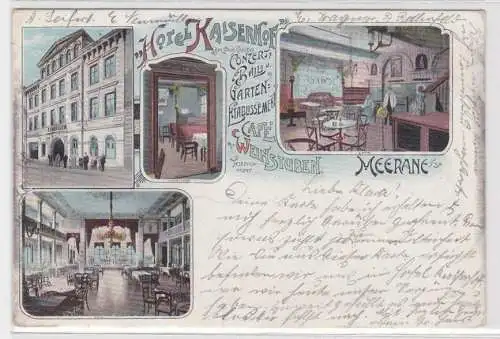 10564 Ak Lithographie Meerane Hotel Kaiserhof Café mit Weinstuben 1905