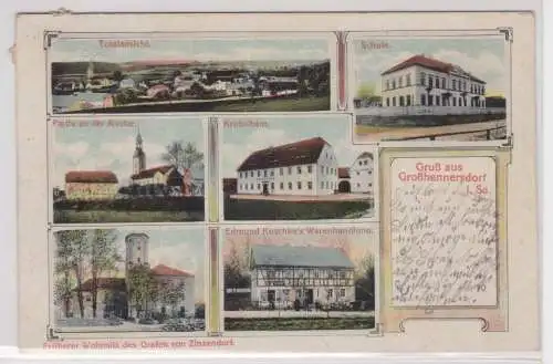 80839 Mehrbild Ak Gruß aus Großhennersdorf  in Sachsen Warenhandlung usw. 1910