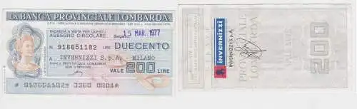 200 Lire Banknote Italien Italia La Banca Provinciale Lombarda 15.3.1977(152768)