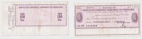 150 Lire Banknote Italien Italia Banca di Credito Agrario di Ferrara (155063)