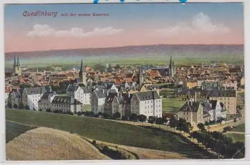 57834 Feldpost AK Quedlinburg mit der neuen Kaserne - Totalansicht 1917
