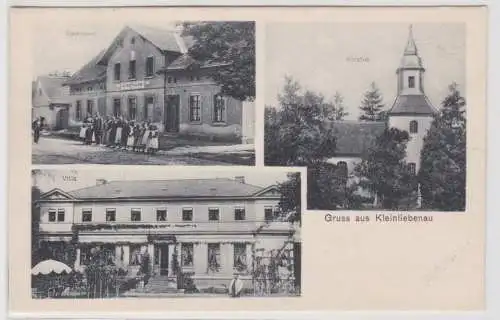 99847 AK Gruss aus Kleinliebenau - Gasthaus, Villa, Kirche