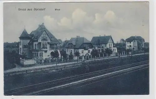 92908 Ak Gruß aus Borsdorf West Bahnanlagen 1912