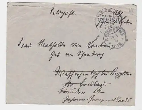 Feldpost Brief mit Marineschiffspoststempel Nr.14, 1916 (123657)