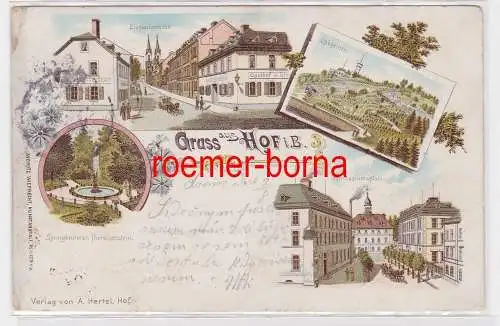 82729 Ak Lithographie Gruß aus Hof Gasthof usw. 1903
