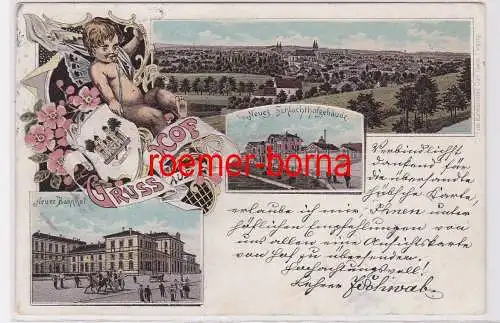 82625 Ak Lithographie Gruß aus Hof Schlachthofsgebäude usw. 1898