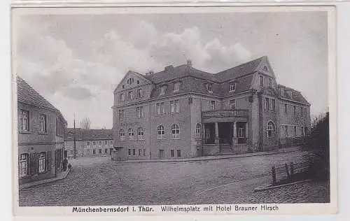 55186 AK Münchenbernsdorf in Thüringen - Wilhelmsplatz mit Hotel Brauner Hirsch