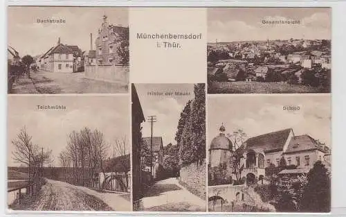 92875 AK Münchenbernsdorf in Thüringen - Schloß, Teichmühle, Bachstraße & Totale