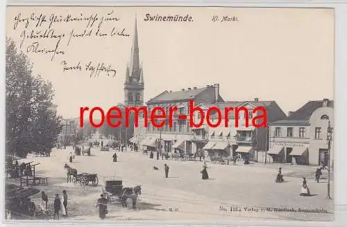 78776 Ak Swinemünde kleiner Markt mit Geschäften um 1900
