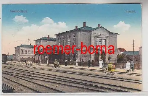77556 Feldpost Ak Großbothen Bahnhof Bahnsteigansicht 1916