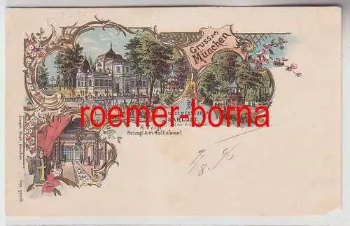 41636 Ak Lithographie Gruß aus München Café & Restaurant Isarlust 1896