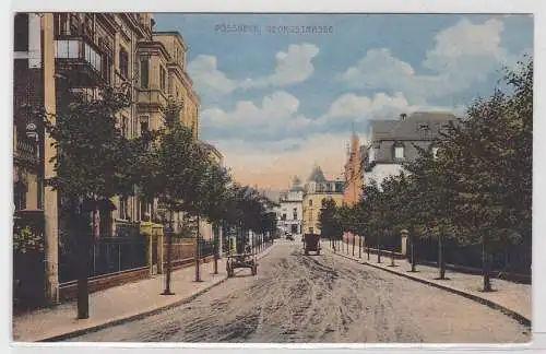 92985 AK Pössneck - Georgstrasse, Alleeblick mit Stadtvillen und Kutschen
