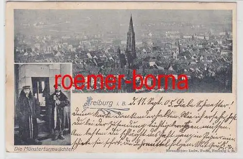 77741 Ak Freiburg im Breisgau Die Münsterturmwächter 1905