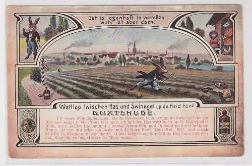 89269 Humor AK Wettlop twischen Has und Swinegel up de Heid to Buxtehude 1910