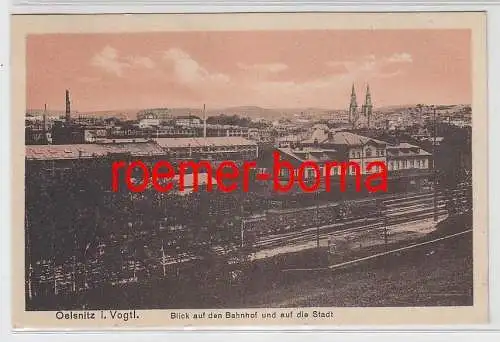 77927 Ak Oelsnitz i. Vogtl. Blick auf den Bahnhof und auf die Stadt 1919