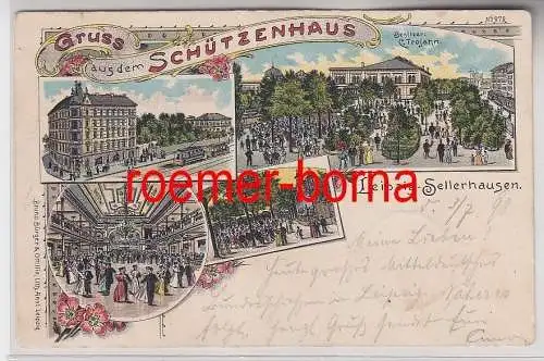 77211 Ak Lithographie Gruß aus dem Schützenhaus Leipzig Sellerhausen 1898