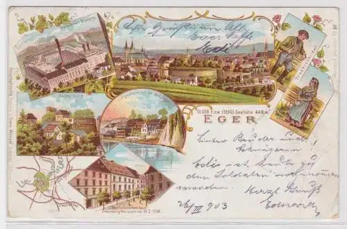 95633 Ak Lithographie Eger Cheb Erste Actien Brauerei usw. 1903
