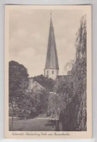 75661 Ak Salzwedel Schulenburg Park und Marienkirche um 1940