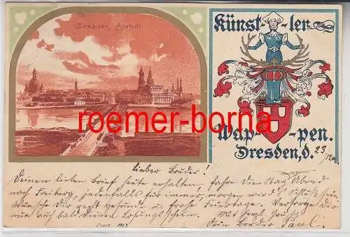 76144 Ak Dresden Altstadt / Künstler-Wappen 1901