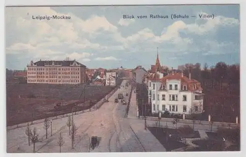 11340 Ak Leipzig-Mockau Blick vom Rathaus auf Schule und Villen um 1920