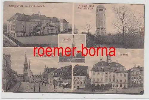 76545 Mehrbild Ak Burgstädt Markt mit Kirche und Seigerturm usw. um 1930