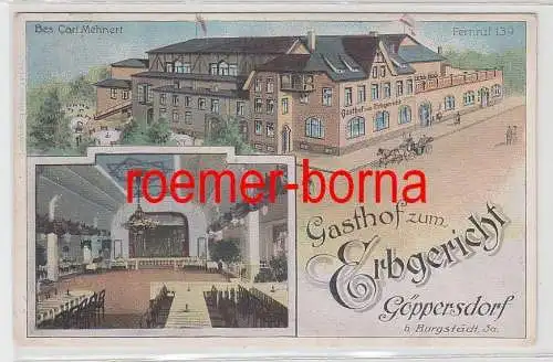 03183 Ak Lithografie Gasthof zum Erbgericht Göppersdorf bei Burgstädt Sa. um1920