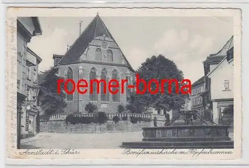 75997 Ak Arnstadt i. Thür. Bonifaziuskirche m. Hopfenbrunnen 1931