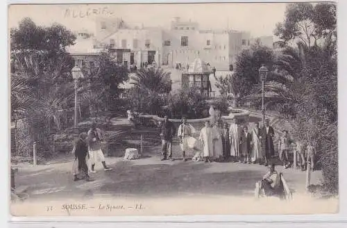62259 AK Sousse (Tunesien) - La Square mit Bewohnern des Ortes 1907