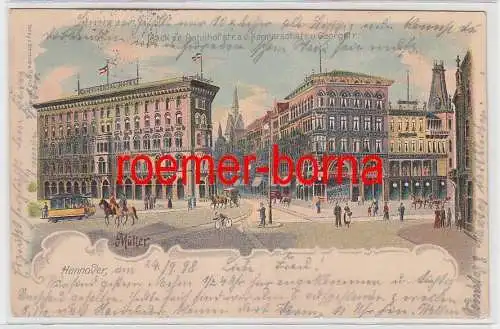 76407 Ak Lithografie Hannover Karmarschstr. u. Georgistr. Continental-Hotel 1898