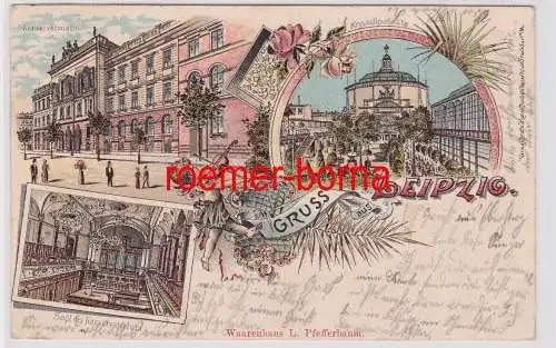 87679 Ak Lithographie Gruss aus Leipzig Krystallpalast 1903