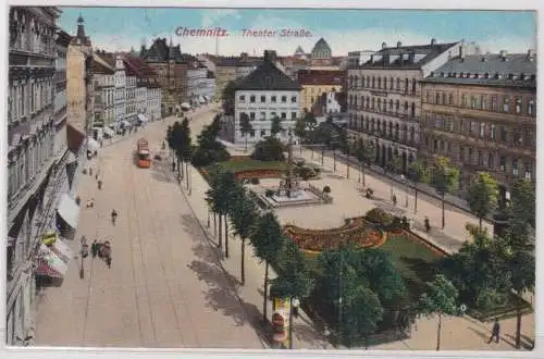 37959 Ak Chemnitz Theater Strasse 1914
