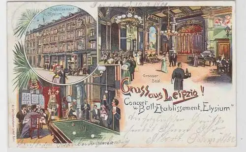 83104 Ak Lithographie Gruß aus Leipzig Etablissement "Elysium" 1901