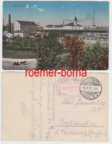 74492 Feldpost Ak Reichenbach i.V. Bahnhof 1915
