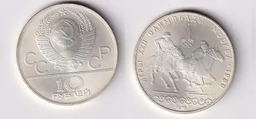 10 Rubel Silber Münze UdSSR Olympiade Moskau 1978 Verfolgungsreiten  (166275)