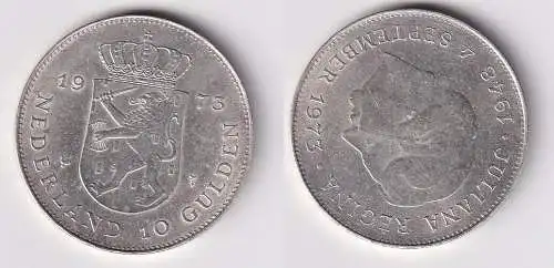 10 Gulden Silber Münze Niederlande 1973 vz/Stgl. (161080)