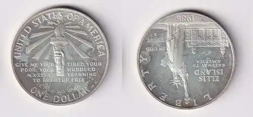 1 Dollar Silber Münze USA 1986 Ellis Island Eingang zu Amerika (166198)