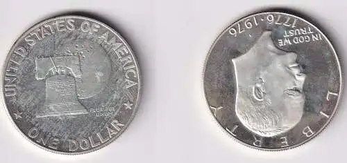 1 Dollar Silber Münze USA 1776-1976 Mond und Glocke PP (166235)
