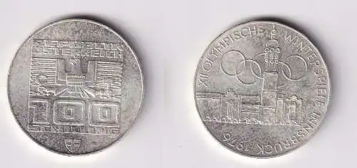 100 Schilling Silber Münze Österreich 1976 Winter Olympiade Innsbruck (166267)