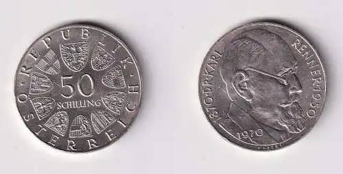 50 Schilling Silber Münze Österreich 1970 100. Geb. von Dr. Karl Renner (166477)