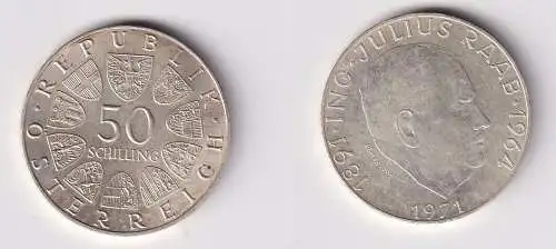 50 Schilling Silber Münze Österreich 80. Geburtstag von Julius Raab 1971(166733)