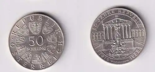50 Schilling Silber Münze Österreich 50 Jahre Republik 1918-1968 (166337)