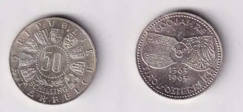 50 Schilling Silber Münze Österreich 1963 	600 Jahre Tirol (166706)