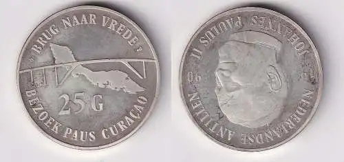25 Gulden Silber Münze Niederländische Antillen Papst Johannes Paul II. (165205)
