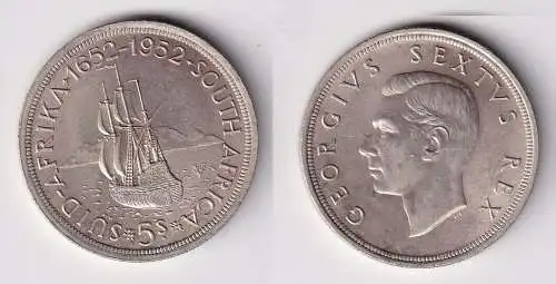 5 Schilling Silber Münze Südafrika Segelschiff 1952 vz + (166291)